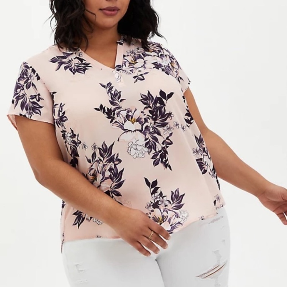 Torrid Short Sleeve Floral Blouse